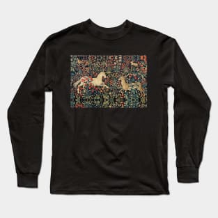 UNICORN AND DEER AMONG FLOWERS, FOREST ANIMALS FLEMISH FLORAL Long Sleeve T-Shirt